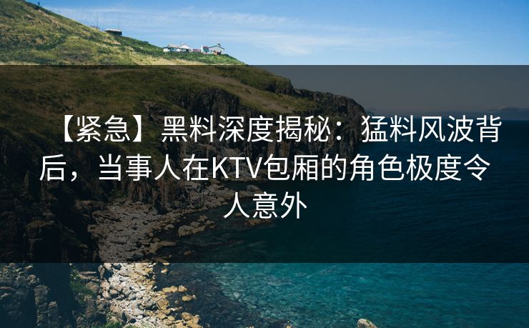 【紧急】黑料深度揭秘：猛料风波背后，当事人在KTV包厢的角色极度令人意外