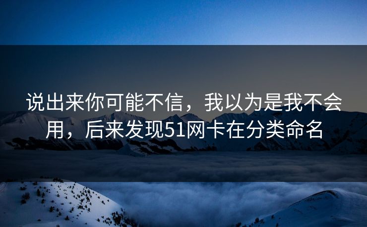 说出来你可能不信，我以为是我不会用，后来发现51网卡在分类命名