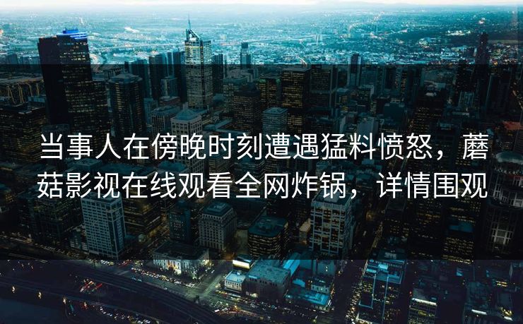当事人在傍晚时刻遭遇猛料愤怒，蘑菇影视在线观看全网炸锅，详情围观